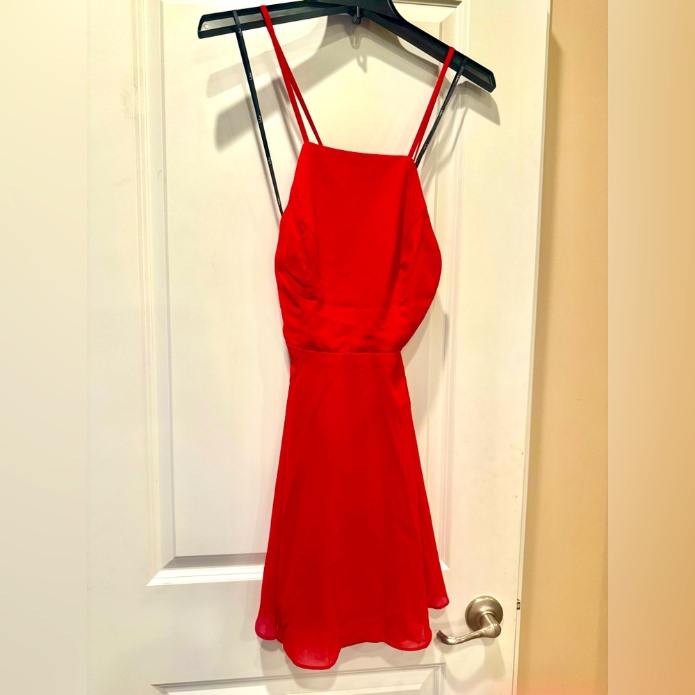 LuLu’s NWT red slip dress with straps open back size xs